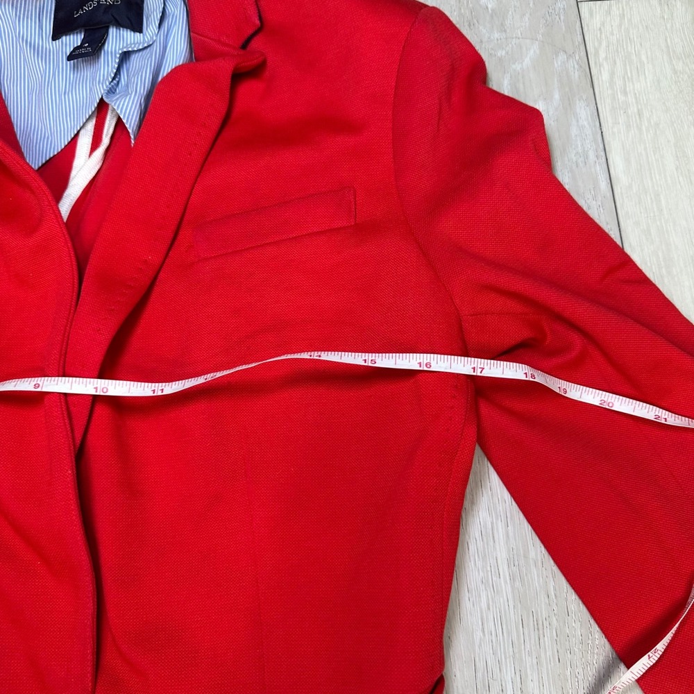 Lands End red nautical preppy single button women's academia coastal blazer 10 - Picture 9 of 9